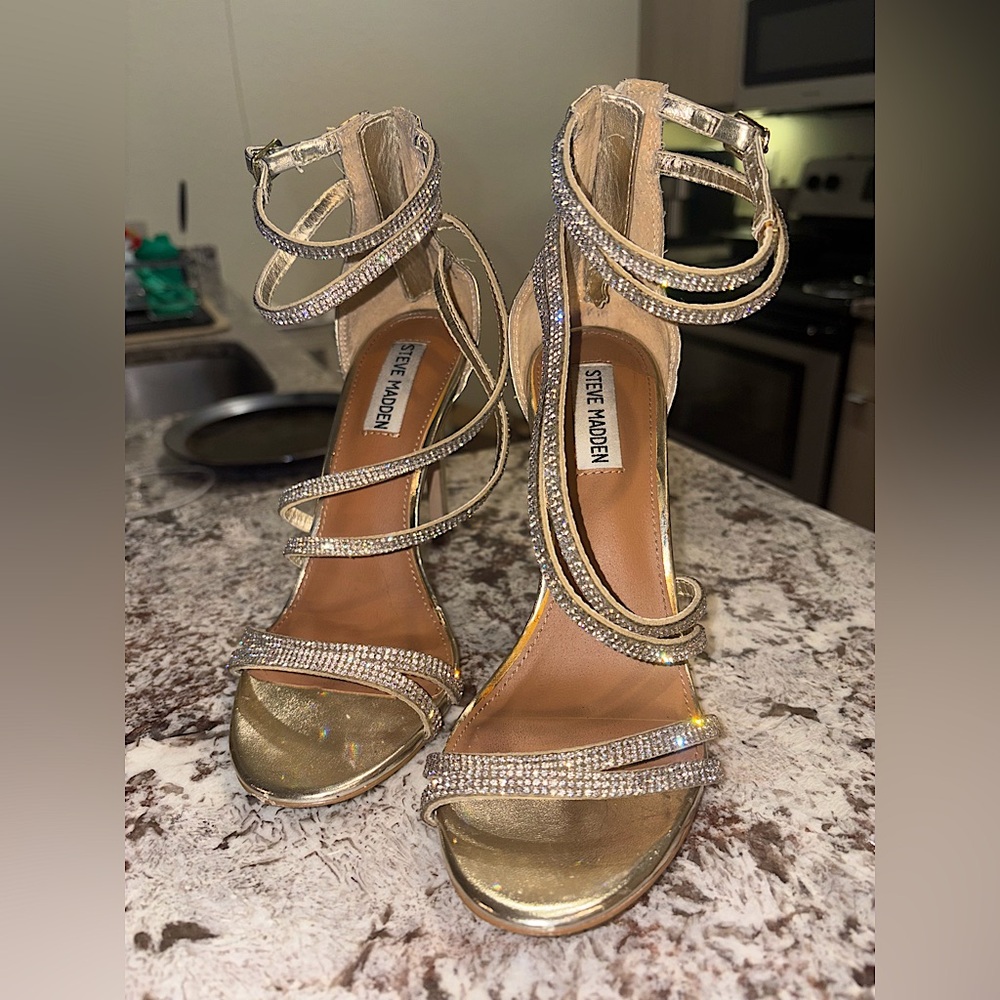 Steve Madden Gold and Ultra Sparkly Diamonds - Strappy Heel